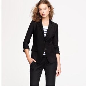 J.Crew Women’s Super 120’s Wool 2 Button Blazer Size 2 Black Preppy Office EUC